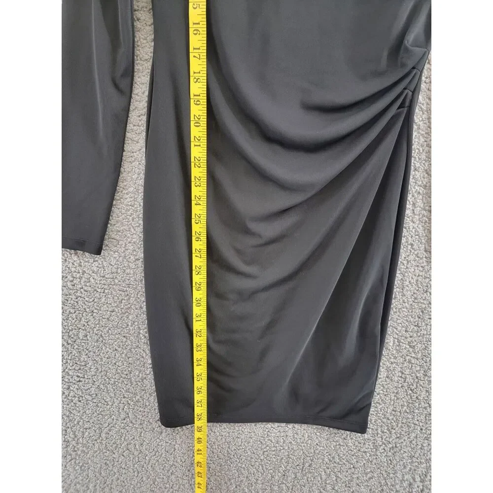 Lauren Ralph Lauren Pleated Stretch Jersey Cocktail Dress Women's 2 Black Zipped - Picture 8 of 15